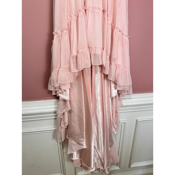 NEW NWT Mac Duggal Beaded Ruffle High Low Gown SYLE 68096 Size 2 in Pink - Picture 4 of 9